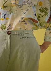 A Model Wearing Organic Cotton Double gauge Embrace Joy Organic Cotton Trousers , curated by Only Ethikal